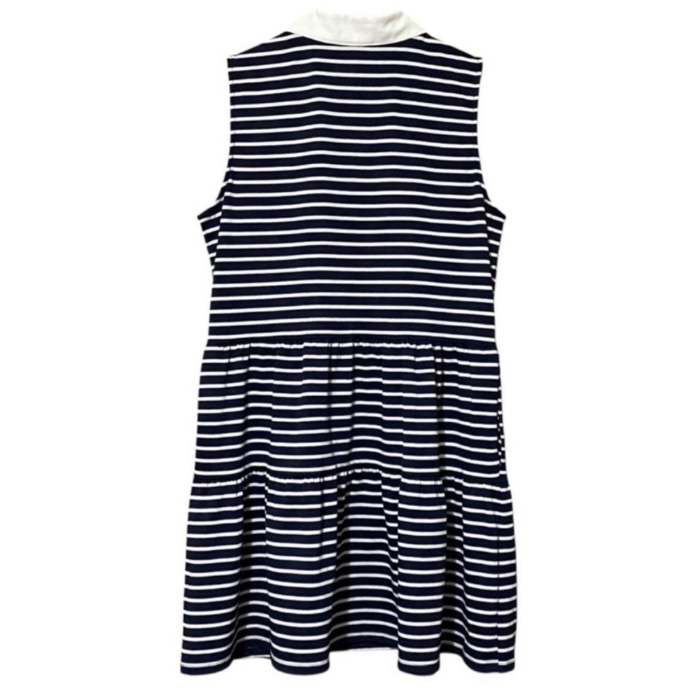 NAUTICA Tiered Mini Dress Womens Large Navy White Striped Sleeveless Pockets NWT - Picture 3 of 16